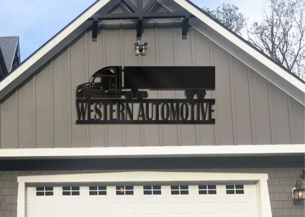 Personalized Metal Truck Sign Dad’s Garage Custom Metal Sign Trucker Gifts Western Automotive Sign Garage Decor