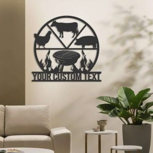 Personalized Metal Wall Art for Backyard BBQ and Butcher Shop Smokehouse Decor Ideal for Home Patio and Barbecue Enthusiasts 1