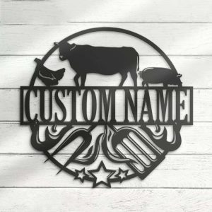 Personalized Metal Wall Art for Grill Custom Backyard BBQ Name Sign Home Decor for Barbecue Patio and Housewarming Ideal for Birthday or Christmas Gift for Dad Master Grill 1