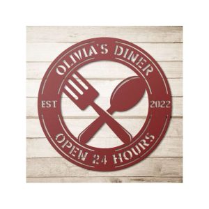 Personalized Mom Diner Sign Kitchen Sign Kitchen Wall Art Decor Cooking Gifts 1