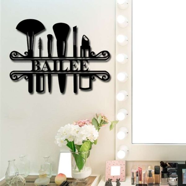 Personalized Monogram Makeup Dorm Room Decor Makeup Artist Name Sign Beauty Salon Custom Metal Sign