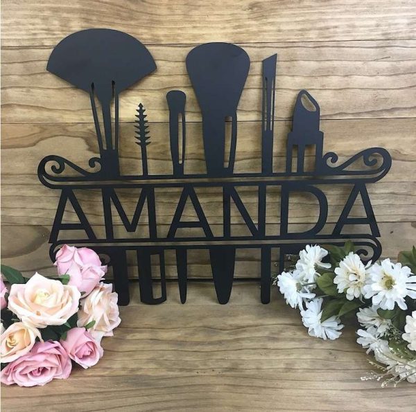 Personalized Monogram Makeup Dorm Room Decor Makeup Artist Name Sign Beauty Salon Custom Metal Sign