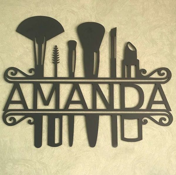 Personalized Monogram Makeup Dorm Room Decor Makeup Artist Name Sign Beauty Salon Custom Metal Sign