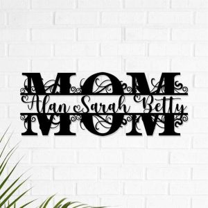 Personalized Mothers Day Metal Sign With Kids Names Home Decor Birthday Gifts 1