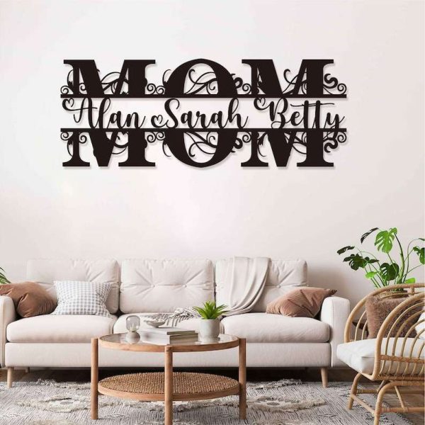 Personalized Mothers Day Metal Sign With Kids Names Home Decor Birthday Gifts