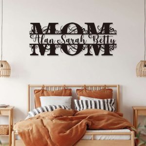 Personalized Mothers Day Metal Sign With Kids Names Home Decor Birthday Gifts 5