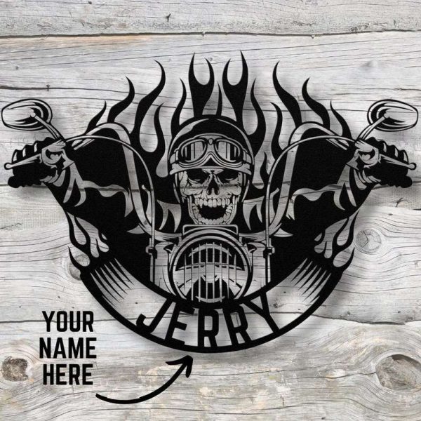 Personalized Motorcycle Sign Ghost Rider Sign Motorcycle Gifts Dad Grandpa Gifts Man Cave Decoration