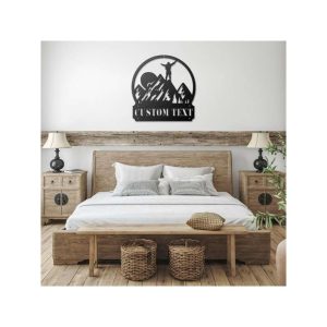 Personalized Mountain Hiking Men Mountain Top Best View Custom Metal Sign