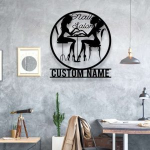 Personalized Nail Tools Shop Name Sign Nail Salon Ideal for Home Shop Decor Custom Metal Sign 3