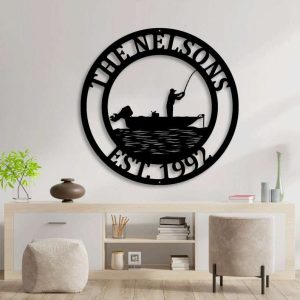 Personalized Name Fishing Boat Custom Metal Signs Fishing Lover Gifts Lake House Sign