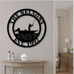 Personalized Name Fishing Boat Custom Metal Signs Fishing Lover Gifts Lake House Sign