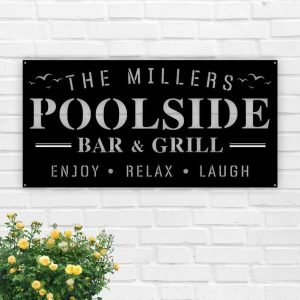 Personalized Name Poolside Bar And Grill Sign Tiki Bar Sign Pool Oasis Metal Sign For Pool Bar Patio Home Backyard Decor Housewarming Gift 1