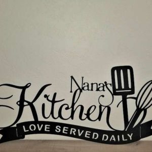 Personalized Nana Mom Kitchen Love Served Daily Custom Metal Sign