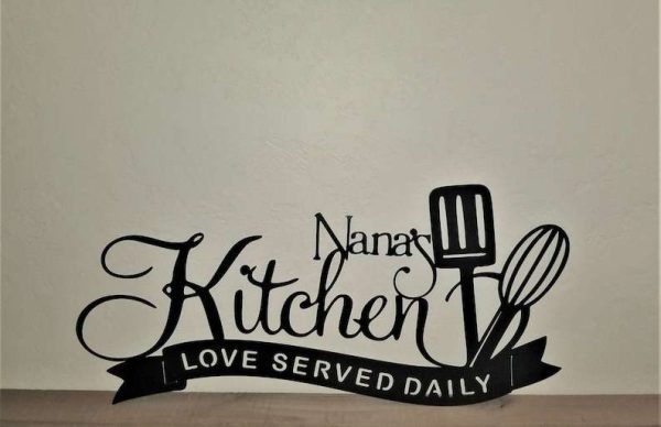 Personalized Nana Mom Kitchen Love Served Daily Custom Metal Sign