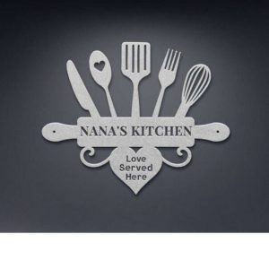 Personalized Nana Mom Kitchen Love Served Daily Custom Metal Sign Kitchen Wall Decor Mothers Day Gift 4