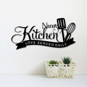 Personalized Nana Mom Kitchen Love Served Daily Custom Metal Sign1