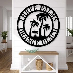 Personalized Palm Tree Metal Sign Beach Decor Beach House Sign Housewarming Gift 3