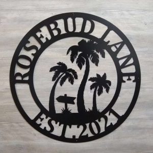 Personalized Palm Tree Metal Sign Beach Decor Beach House Sign Housewarming Gift 4