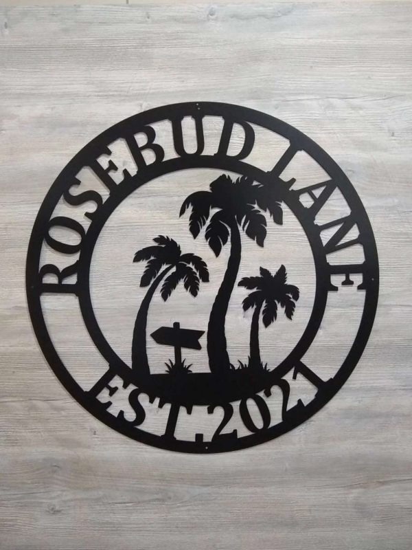 Personalized Palm Tree Metal Sign Beach Decor Beach House Sign Housewarming Gift