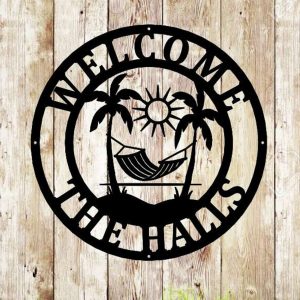 Personalized Palm Tree Metal Sign Beach House Sign Home Bar Decor Beach Tropical Decoration Housewarming Gift 3