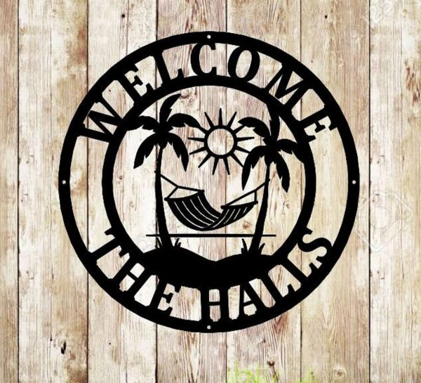 Personalized Palm Tree Metal Sign Beach House Sign Home Bar Decor Beach Tropical Decoration Housewarming Gift