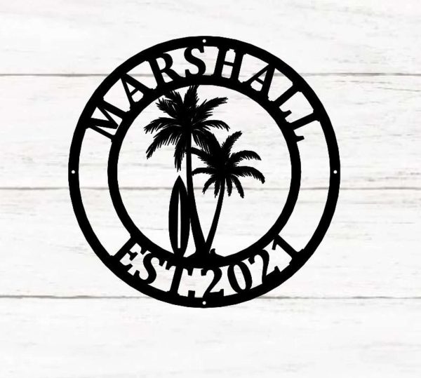 Personalized Palm Tree Sign Beach House Sign Beach Decor Tropical Decor Summer Gift Housewarming Gift