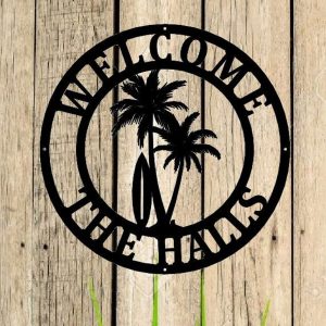 Personalized Palm Tree Sign Beach House Sign Beach Decor Tropical Decor Summer Gift Housewarming Gift 3