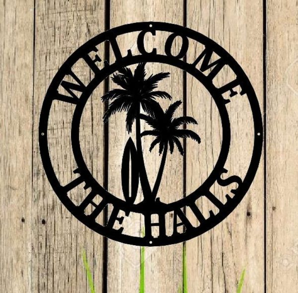 Personalized Palm Tree Sign Beach House Sign Beach Decor Tropical Decor Summer Gift Housewarming Gift