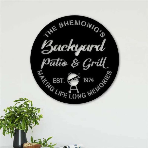 Personalized Patio And Grill Metal Sign BBQ Sign Patio Backyard Tiki Home Decor