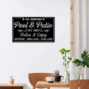 Personalized Pool And Patio Metal Sign Backyard Pool Sign Farmhouse Decor Housewarming Gift 3