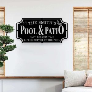 Personalized Pool And Patio Sign Swimming Pool Decor Backyard Pool Decor Outdoor Farmhouse Home Decor Housewarming Gift 1