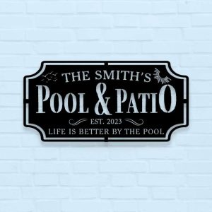 Personalized Pool And Patio Sign Swimming Pool Decor Backyard Pool Decor Outdoor Farmhouse Home Decor Housewarming Gift 2