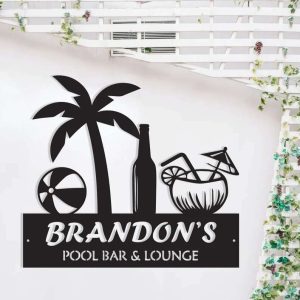 Personalized Pool Bar And Lounge Metal Sign Poolside Paradise Sign Poolhouse Sign Pool Gift Pool Oasis Home Decor Swimming Pool Decor