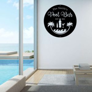 Personalized Pool Bar Sign Poolside Paradise Metal Sign Pool Gift Sign And Decor For Backyard Swimming Pool Outdoor 2