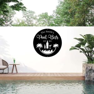 Personalized Pool Bar Sign Poolside Paradise Metal Sign Pool Gift Sign And Decor For Backyard Swimming Pool Outdoor 3