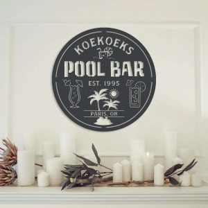 Personalized Pool Bar Sign Poolside Paradise Metal Sign Pool Gift Swimming Pool Decor Pool House Decor Housewarming Gift 2