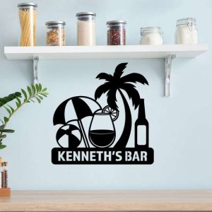 Personalized Pool Bar Signs Home Bar Wall Decor Metal Family Name Sign Beach House Sign Tiki Bar Sign Kitchen Wall Decoration