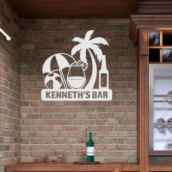 Personalized Pool Bar Signs Home Bar Wall Decor Metal Family Name Sign Beach House Sign Tiki Bar Sign Kitchen Wall Decoration