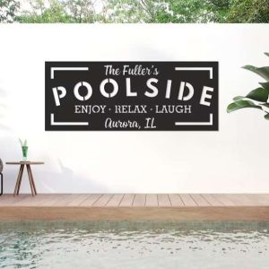 Personalized Pool Bar Signs Poolside Oasis Metal Sign Outdoor Backyard Pool Sign Poolside Decor