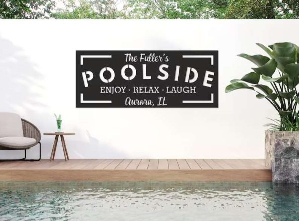 Personalized Pool Bar Signs Poolside Oasis Metal Sign Outdoor Backyard Pool Sign Poolside Decor