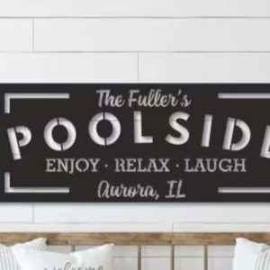 Personalized Pool Bar Signs Poolside Oasis Metal Sign Outdoor Backyard Pool Sign Poolside Decor