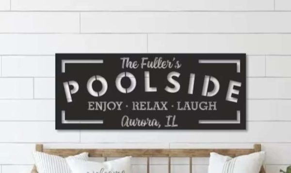 Personalized Pool Bar Signs Poolside Oasis Metal Sign Outdoor Backyard Pool Sign Poolside Decor