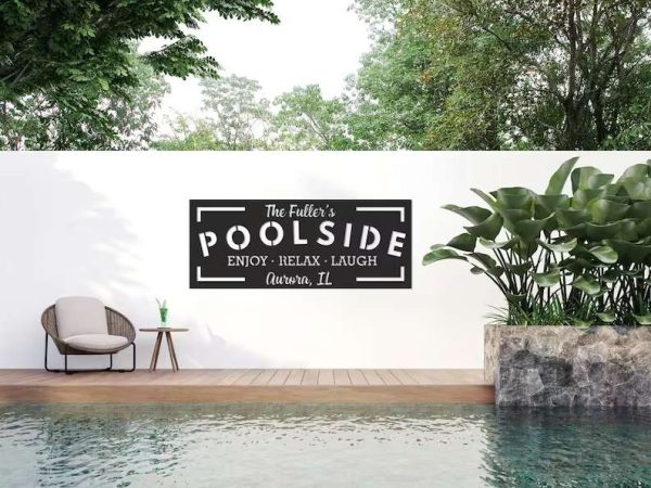 Personalized Pool Bar Signs Poolside Oasis Metal Sign Outdoor Backyard Pool Sign Poolside Decor