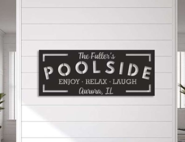 Personalized Pool Bar Signs Poolside Oasis Metal Sign Outdoor Backyard Pool Sign Poolside Decor