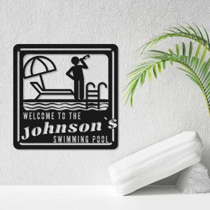 Personalized Pool Sign Welcome Sign Poolside Sign Pool House Decor Sign For Swimming Pool Beach House Patio