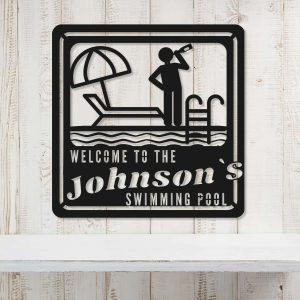 Personalized Pool Sign Welcome Sign Poolside Sign Pool House Decor Sign For Swimming Pool Beach House Patio 3