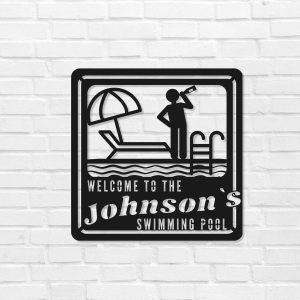 Personalized Pool Sign Welcome Sign Poolside Sign Pool House Decor Sign For Swimming Pool Beach House Patio