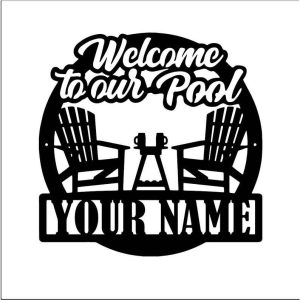 Personalized Pool Sign Welcome To Our Pool Sign Poolside Paradise Sign Pool House Pool Bar Decor Pool Gift Housewarming Gift 1