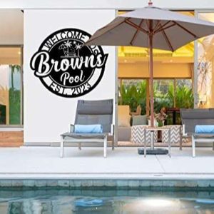 Personalized Pool Signs Swimming Pool Metal Sign Welcome To Our Pool Pool Decor Outdoor Decoration 3