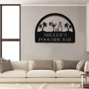 Personalized Pool Tiki Bar Metal Sign Monogram 3